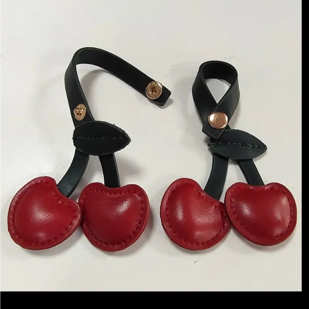 Chic Cherry Red Leather Keychain
